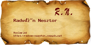 Radván Nesztor névjegykártya